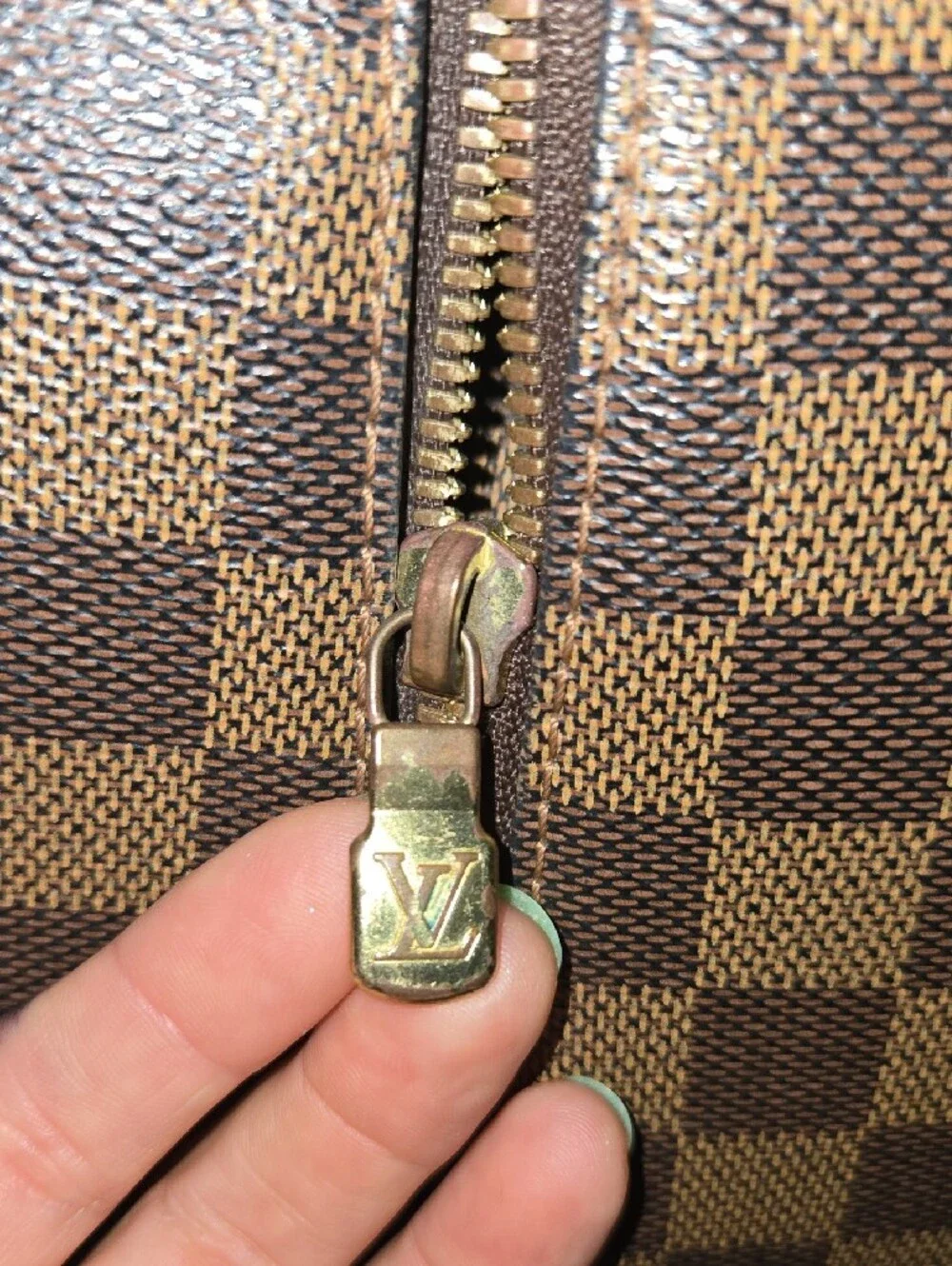 Luxury Louis Vuitton Brown Checkered Dome Satchel Handbag
